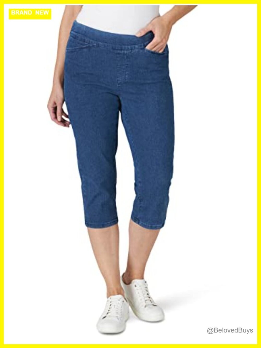 Women's Easy-Fit Elastic Waist Pull-On Capri Pant Stretch Casual